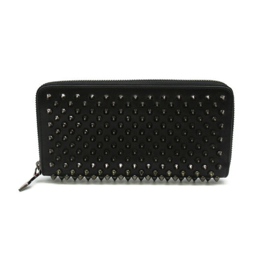 Christian Louboutin Panettone Studded Round Wallet Leather Black